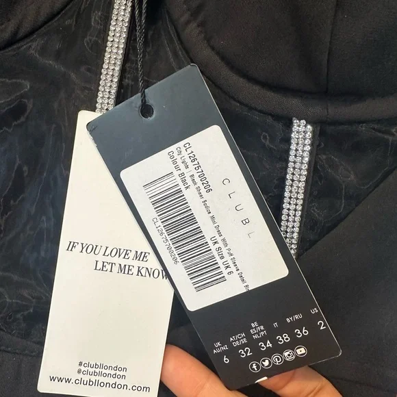 NWT Club L London Black Night Out Party Birthday Clubbing Mini Dress 🖤🍾 - Picture 4 of 10